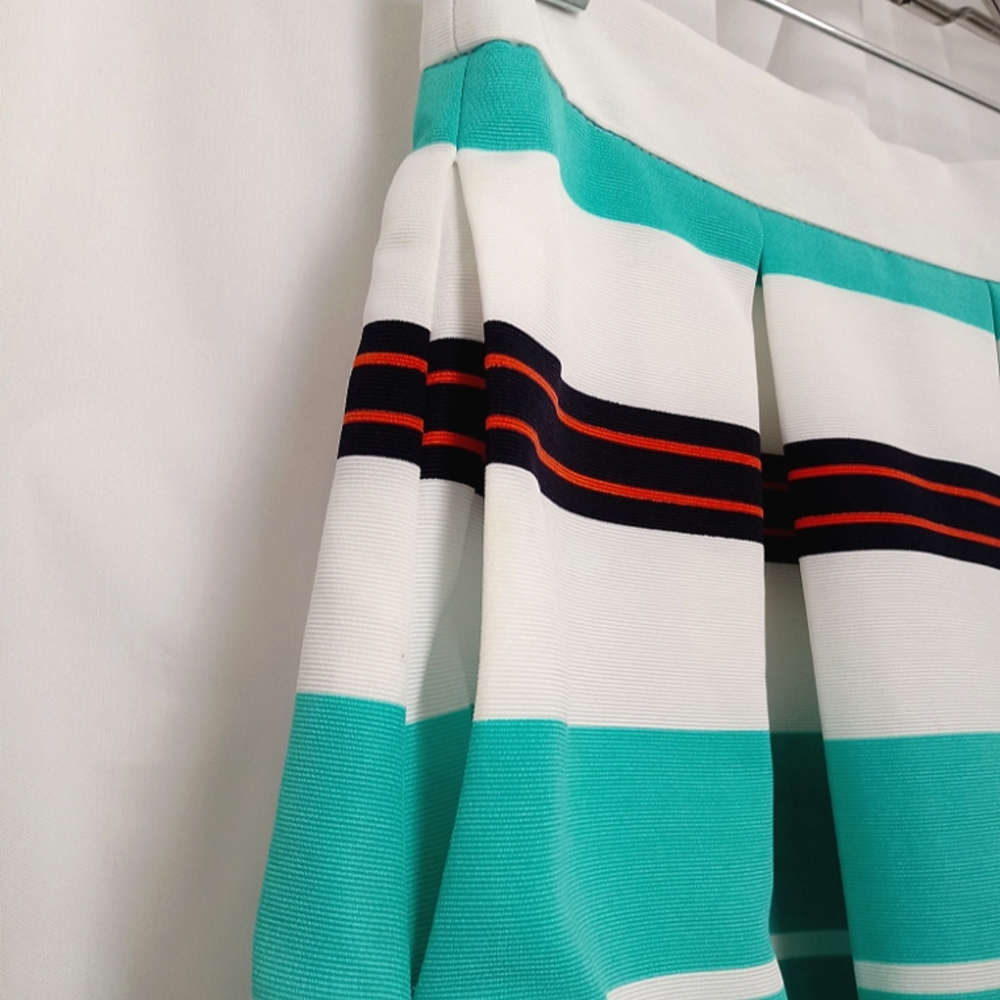 New w/tags New York & Company Box Pleat A-Line Midi Striped Skirt - Picture 3 of 8
